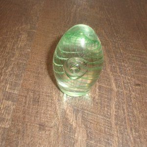 Art glass paperweight green swirls